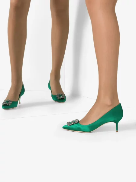 Czółenka Manolo Blahnik zielona