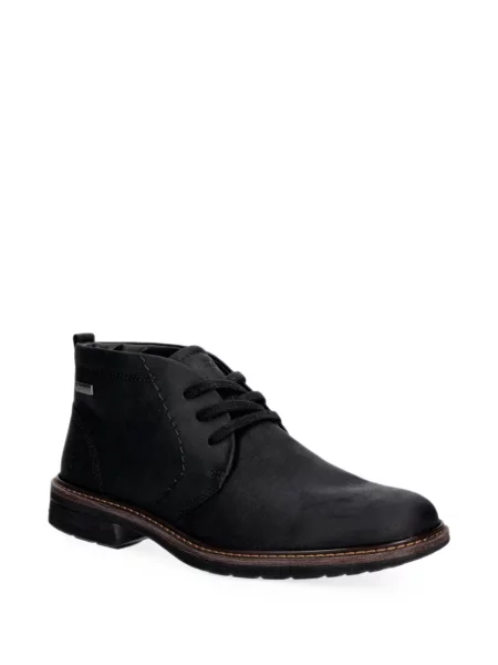 Botine chelsea Ecco cu șireturi din piele negru