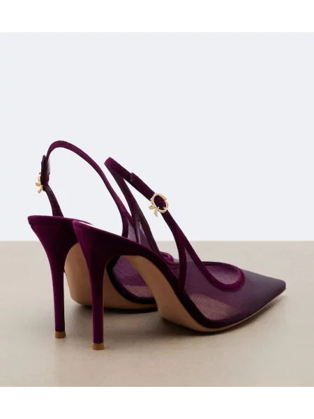 Pantofi cu toc Gianvito Rossi din piele de căprioară slingback violet