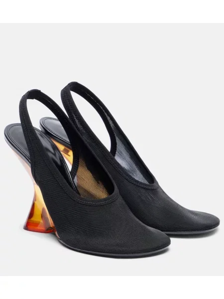 Pantofi cu toc Dries Van Noten cu pană plasă negru