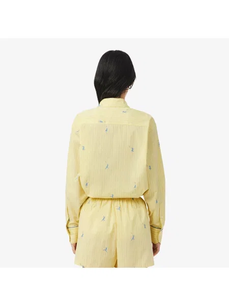 Lacoste Koszula W Paski Oversize żółta