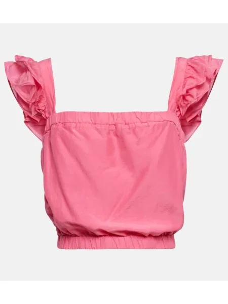 Cropp top Velvet de mătase roz