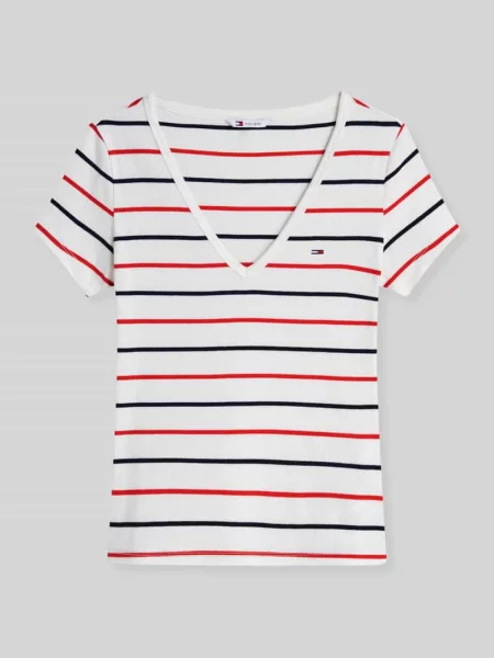 T-shirt o kroju slim fit z mieszanki bawełny Tommy Jeans biała