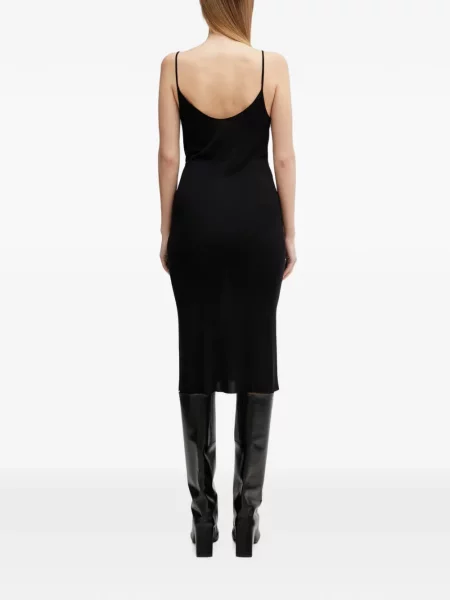 Презрамки миди рокля Rick Owens Lilies с V-образно деколте черно