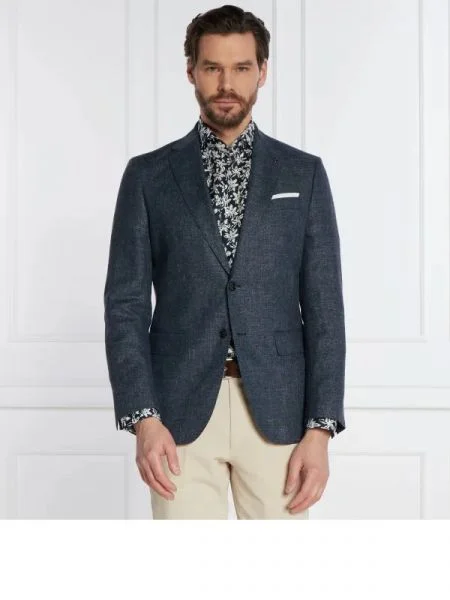 BOSS BLACK De lână sacou | cu adaos de in negru