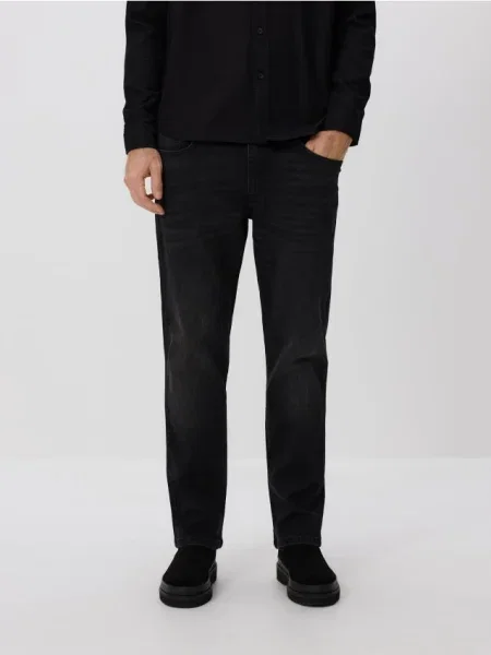 Reserved Blugi slim cu efect prespălat negru