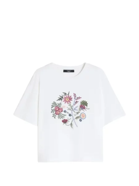 Voiaj tricou Weekend Max Mara cu model floral alb