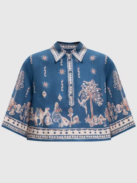 Поло Acacia з льону Alemais синє