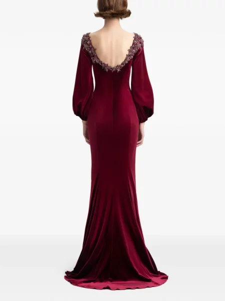 Rochie maxi Gemy Maalouf de catifea lungă de costum roșu