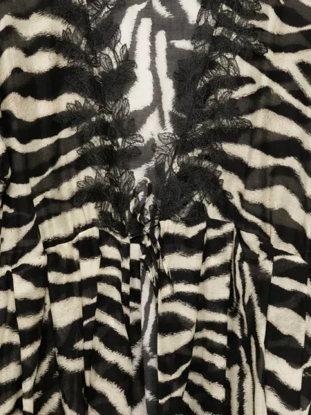 Płaszcz Ermanno Scervino z nadrukiem koronkowy w zebrę czarny