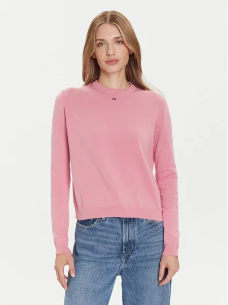 Tommy Jeans pulover bombažen roza