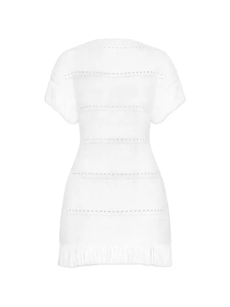 Rochie mini Cult Gaia cu franjuri alb