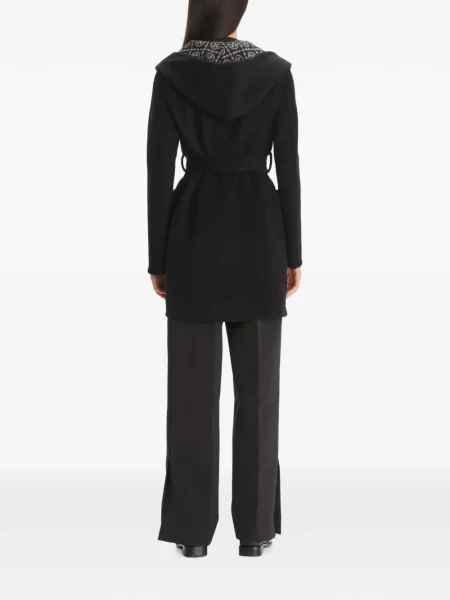 Palton Tory Burch de lână cu glugă negru