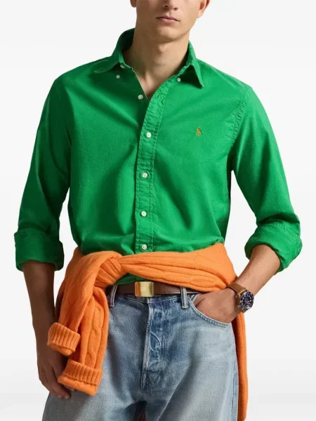 Pruhované stahovací šňůrka tričko Polo Ralph Lauren s autogramem modré