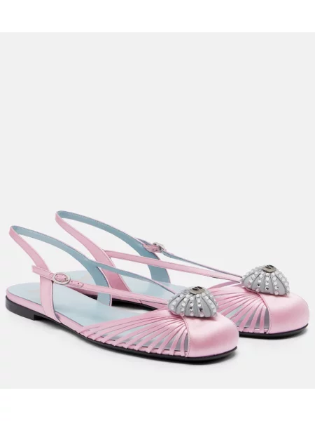 Balerini Valentino Garavani din satin slingback roz