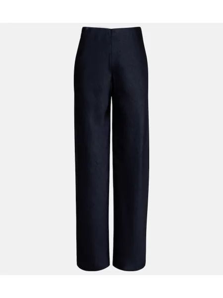 Pantaloni Vince din satin albastru