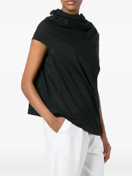 Top Junya Watanabe asimetric drapat negru