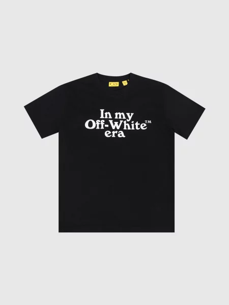 Чорна футболка з принтом Off-white біла