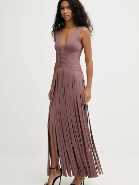 Herve Leger rochie Harlow maxi mulata maro
