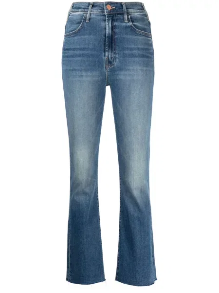 Jeansy dzwony Mother o krotszym kroju dzwony niebieskie