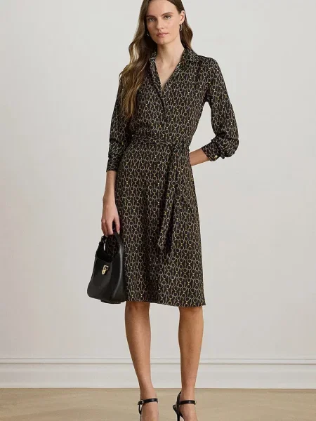 Sukienka koszulowa o długości do kolan z wiązanym model ‘KARALYNN’ Lauren Ralph Lauren czarna