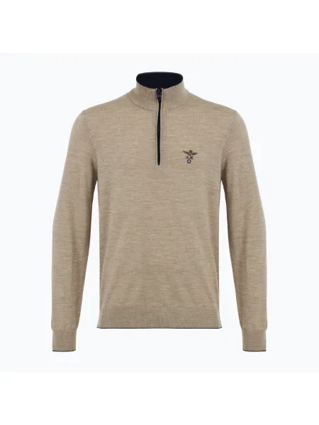 Pulover bărbați Aeronautica Militare Zip sand melange