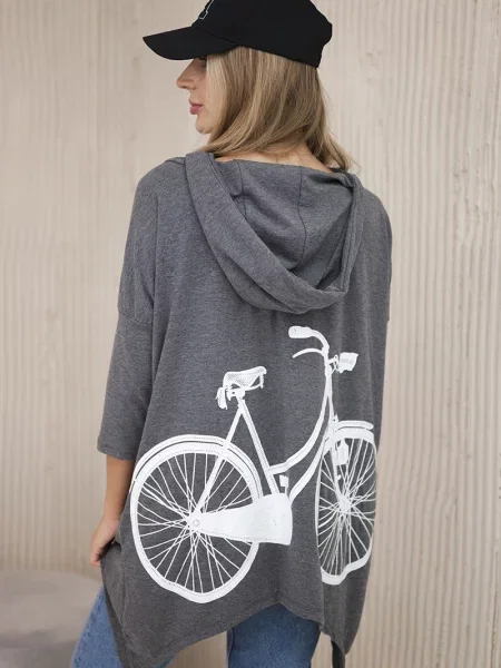 Kolarstwo bluza Kesi z nadrukiem w kolorze melanż szara