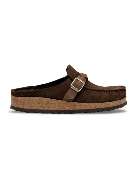 Klapki Birkenstock zamszowe plecione brązowe