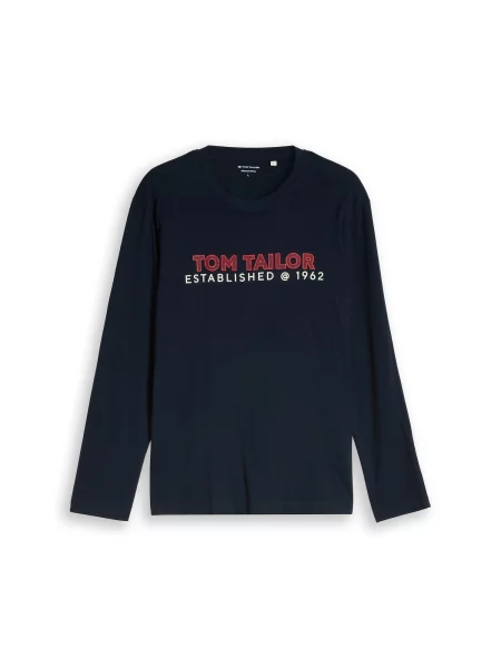 TOM TAILOR Tricou albastru închis / roșu intens alb