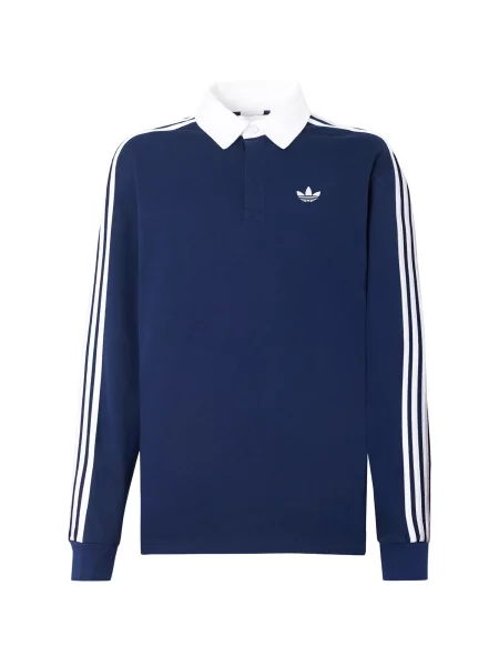 ADIDAS ORIGINALS Tricou Rugby Longsleeve albastru închis alb
