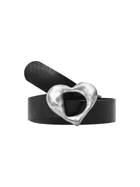 Curea Desigual din piele cu motiv cu inimi negru
