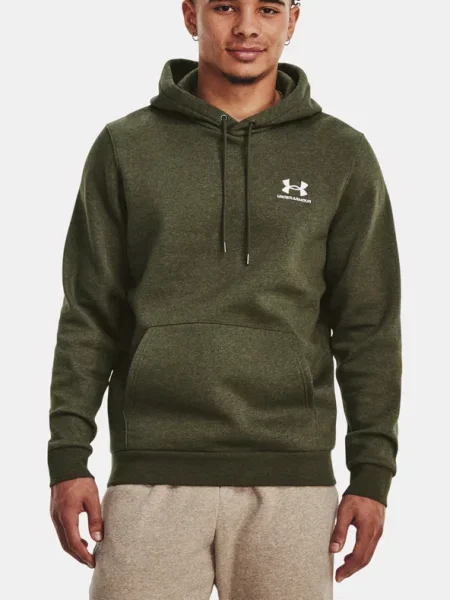 Флийс суичър с качулка Under Armour с принт зелено