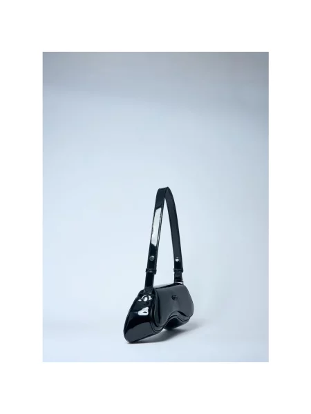 Lakierowana lniana torebka crossbody Diesel czarna