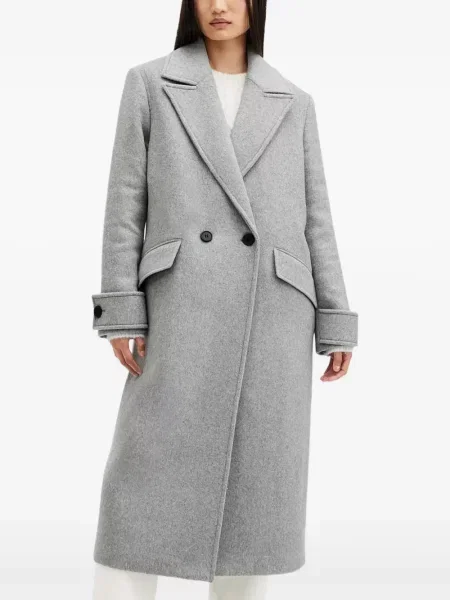 Płaszcz Allsaints dwurzędowy szary