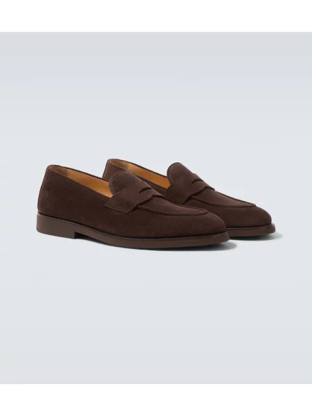 Pantofi loafer Brunello Cucinelli din piele de căprioară maro