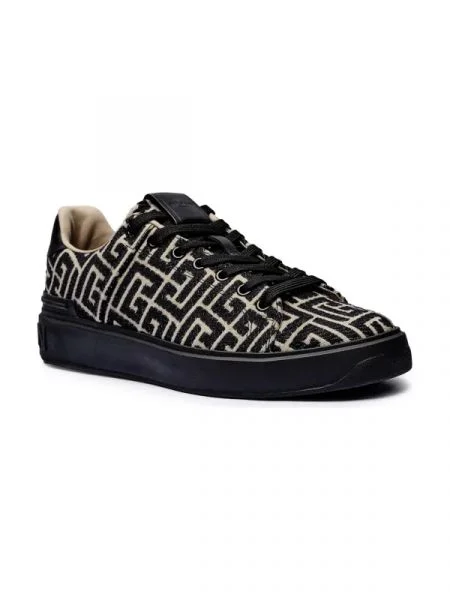 Balmain Sneakers cu adaos de piele bej