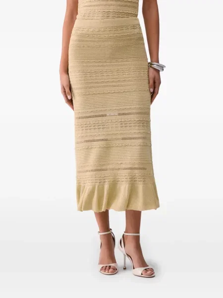 Ажурна миди пола Liu Jo с волани жълто