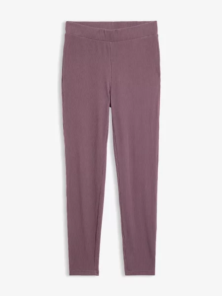 Legginsy ocieplane z prążkowanej tkaniny termicznej fioletowe
