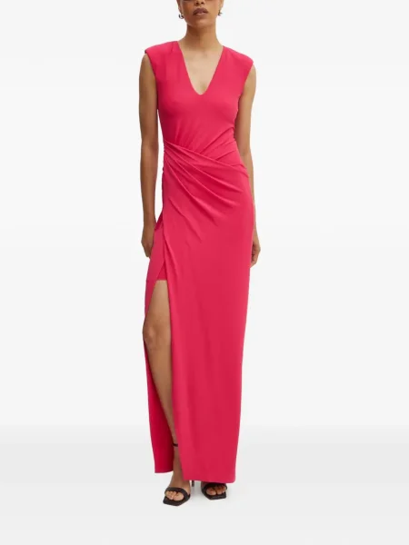 Rochie maxi Patrizia Pepe cu decolteu în V de costum roz