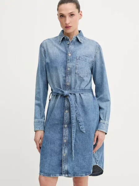 G-Star sukienka koszulowa jeansowa Shirt Belt niebieska