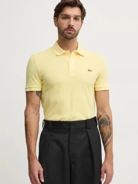 Тениска с яка Lacoste с изчистен дизайн бяло