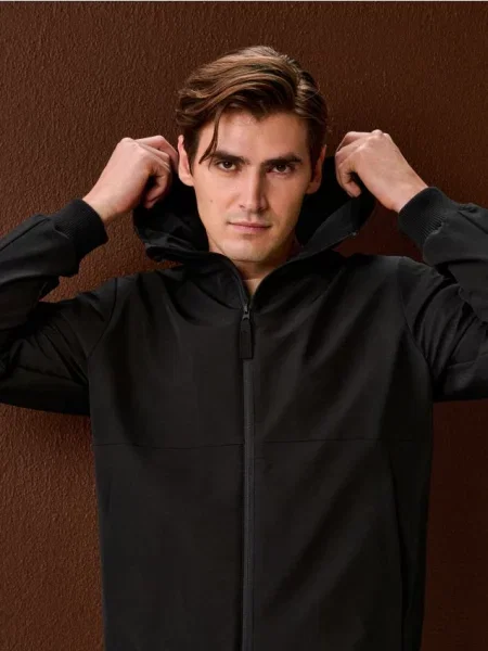 Sinsay Kurtka bomberka z kapturem czarny