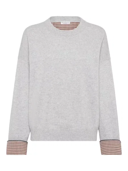 Pulover Brunello Cucinelli din cașmir gri