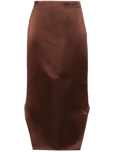 Fustă Givenchy cu talie înaltă din satin maro