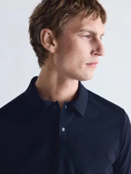 Koszulka polo slim fit Thermolite® Mężczyzna S MANGO MAN granatowy