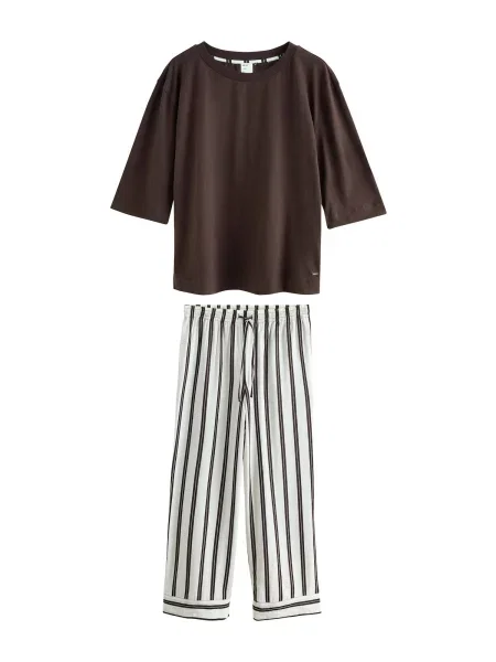 Next Pijama ciocolatiu / negru alb