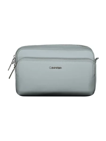 Lniana torebka crossbody Calvin Klein niebieska