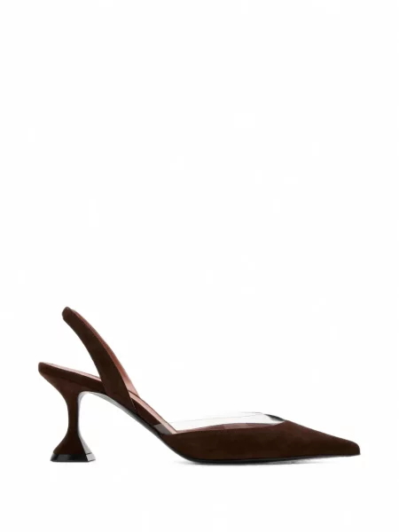 Pantofi cu toc Amina Muaddi slingback maro