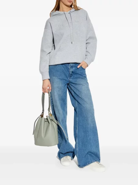 Hanorac cu glugă Michael Michael Kors biker cu imagine tricotate negru