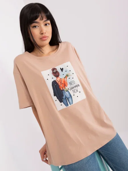 Tricou Fashionhunters bej